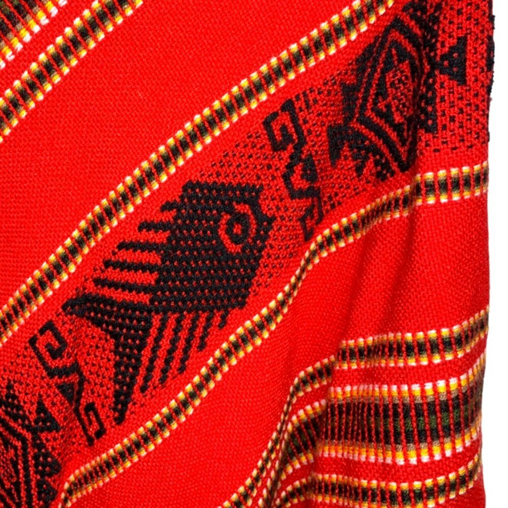 RARE Vintage 1970's Otavalito Hand Woven Southwest Aztec Boho Poncho Cape - Picture 6 of 6